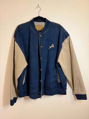 Three Rivers Authentic Denim Varsity Jacket Size XL